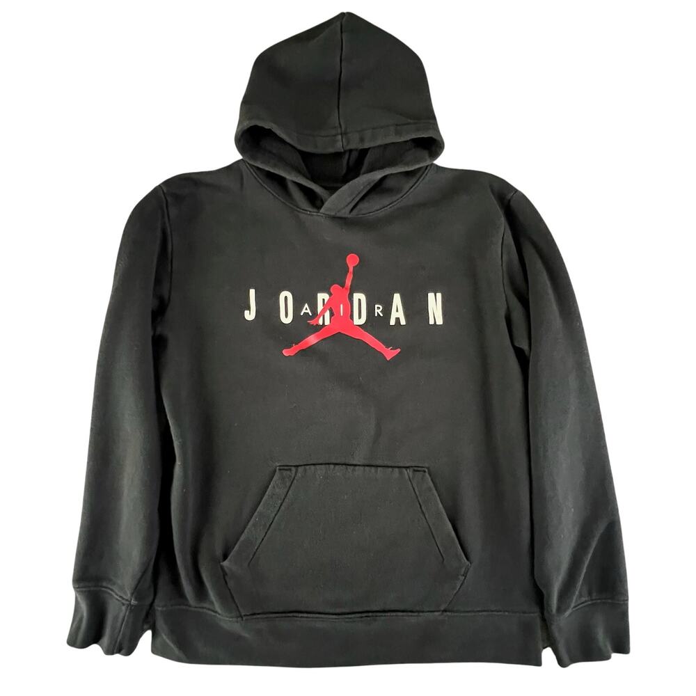 Air Jordan Hoodie Youth XL Black Red Jumpman Nike Pullover Kids Sweatshirt 13-15